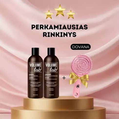 VOLUME LAB bazinis rinkinys: šampūnas ir kondicionierius + DOVANA (plaukų šepetys)